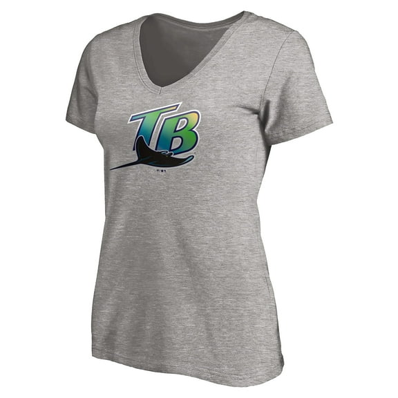 Women's Heather Gray Tampa Bay Rays Core Wahconah V-Neck T-Shirt