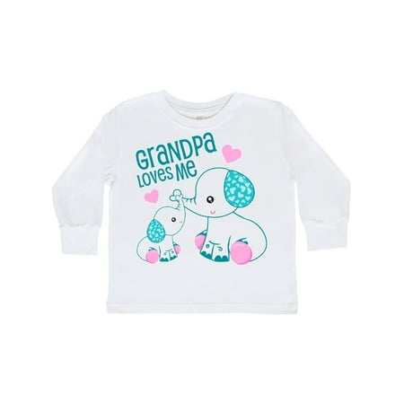 

Inktastic Grandpa Loves Me-cute elephants Gift Toddler Boy or Toddler Girl Long Sleeve T-Shirt