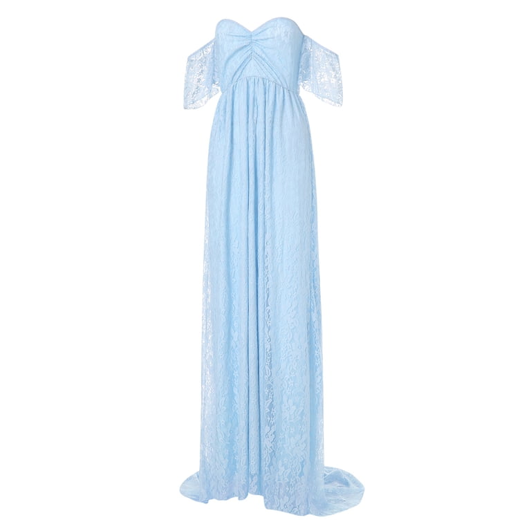 Womens Lace Off Shoulder Maternity Dress Lace Fancy Pregnancy Gown for Baby  Shower Photo Shoot - Walmart.com