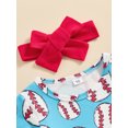 thumbnail image 5 of Niusricy Kids Toddler Girl Baseball Outfit 0 6M 12M 18M 24M Infant Baby Short Sleeve Jumpsuit Dress Crew Neck Baseball Print A-line Romper Dress with Casual Summer Clothes for Vacation Daily, 5 of 8