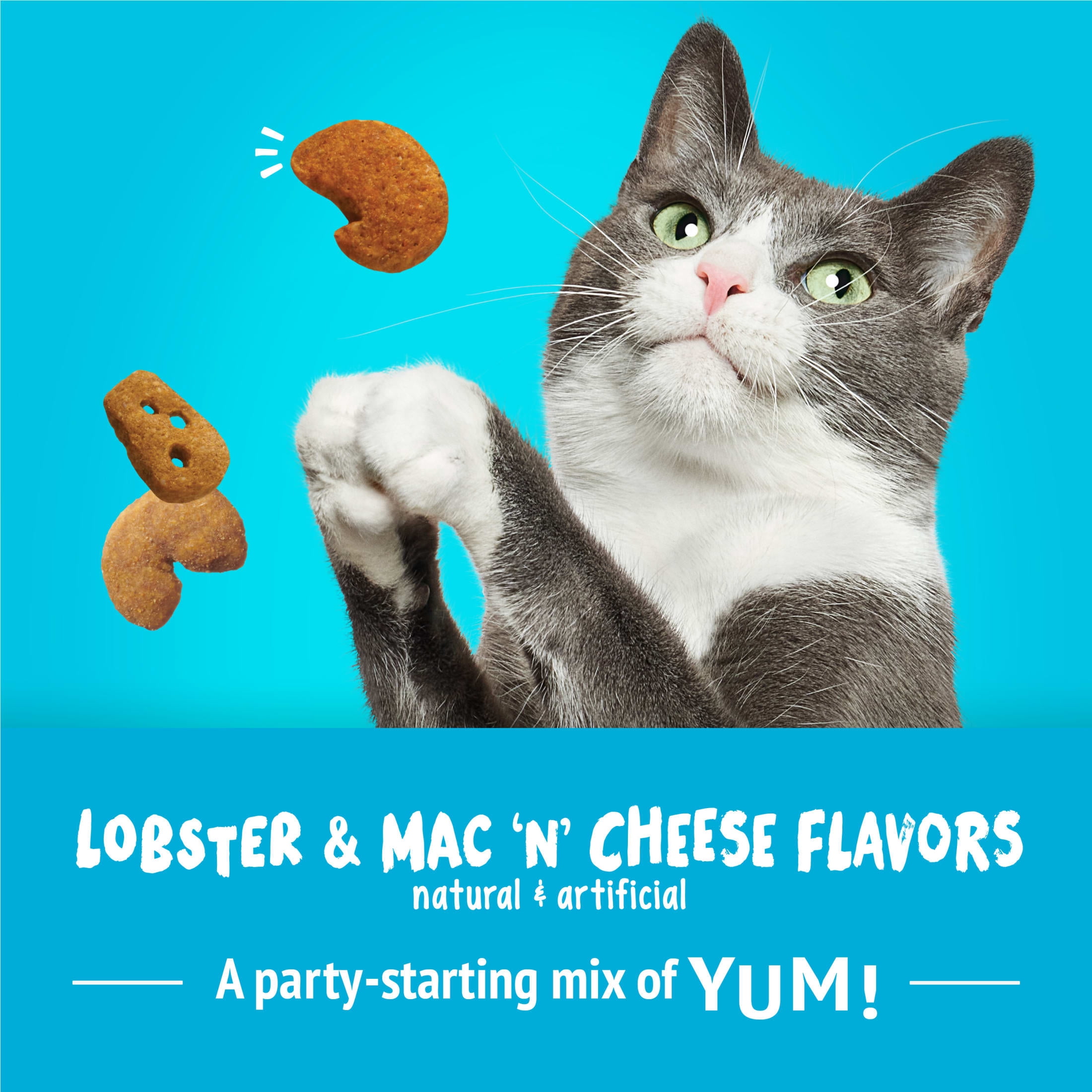 (6 pack) Purina Friskies Party Mix Lobster and Mac 'N' Cheese Flavor Treats for Cats, 6 oz Bag, 6 Pack