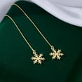 thumbnail image 4 of 925 Sterling Silver Christmas Snowflake Earrings Dangle Chain for Women Teens Snowflake Dangle Earrings Long Threader Earrings, 4 of 11