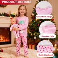 thumbnail image 2 of Girls Christmas Pajamas，Kids Long Sleeve Sleepwear with Santa Claus and Snowman Suit for Girls 2-12 Years and 18" Dolls Clothes, 2 of 7