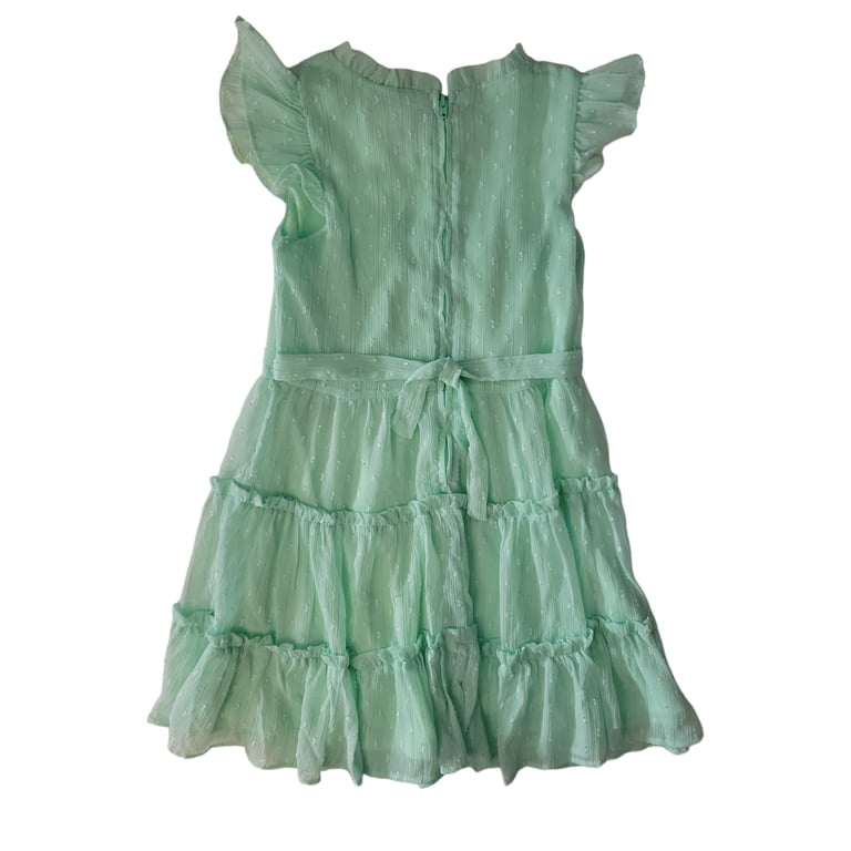 Rare Editions Girls Chiffon Ruffled Sleeve Lined Skirt Dress (Mint Ruffle,  L) - Walmart.com