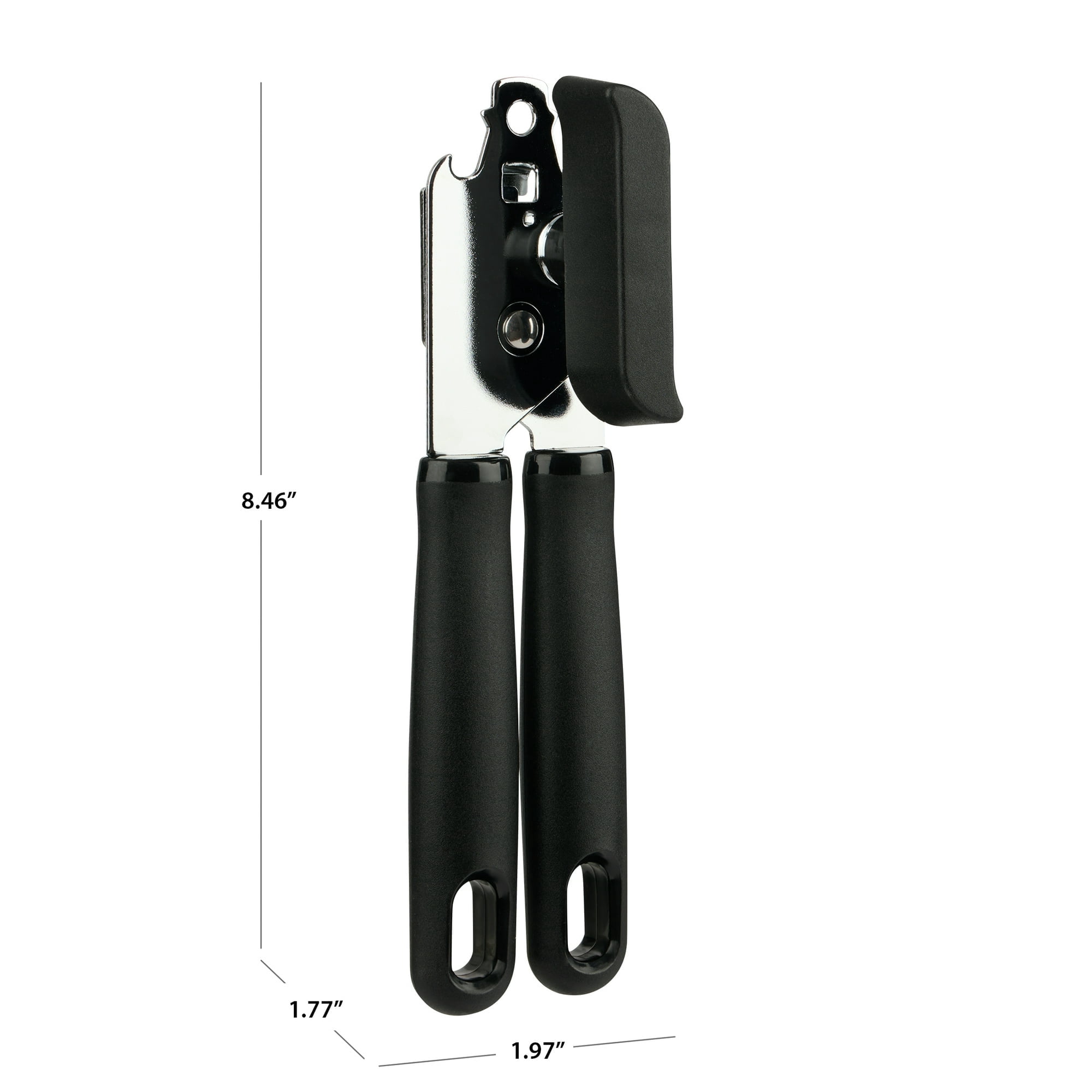 (4 pack)  2 Ply Manual Can Opener with Integrated Bottle Opener, Black