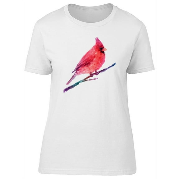 Beautiful Red Watercolor Bird T-Shirt Women -Image by Shutterstock, Female Small