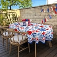 thumbnail image 5 of Oval Tablecloth, 4th of July Tablecloth Oval 54 x 72 Patriotic Red White and Blue Fireworks for Independence Day, Memorial Day Veterans Day, Perfect for Kitchen Dinner, 5 of 6