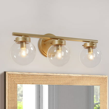 

Rella Modern Bathroom Vanity Light Orb Glass Dimmable Wall Sconces for Powder Room Light Gold 3-light L20 x W6 x H7.5 Painted 13 to 24 Inches