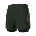 thumbnail image 1 of Short de Course 2-en-1 pour Hommes à Séchage Rapide Exercice de Formation Active Respirant Jogging Short de Cyclisme avec Doublure Plus Verte Armée XL, 1 of 7
