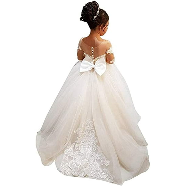 MisShow Lace Train Flower Girl Dresses Girls First Communion Party ...