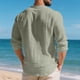thumbnail image 4 of pstuiky manga larga para hombre, Top informal holgado de color liso con medio botón, mangas largas y cuello redondo para hombre Tops casuales para hombres l, 4 of 6