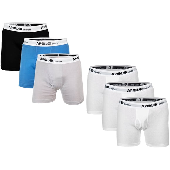 3-6 Pack Men's Boxer Briefs Tagless Cotton Underwear Open Fly