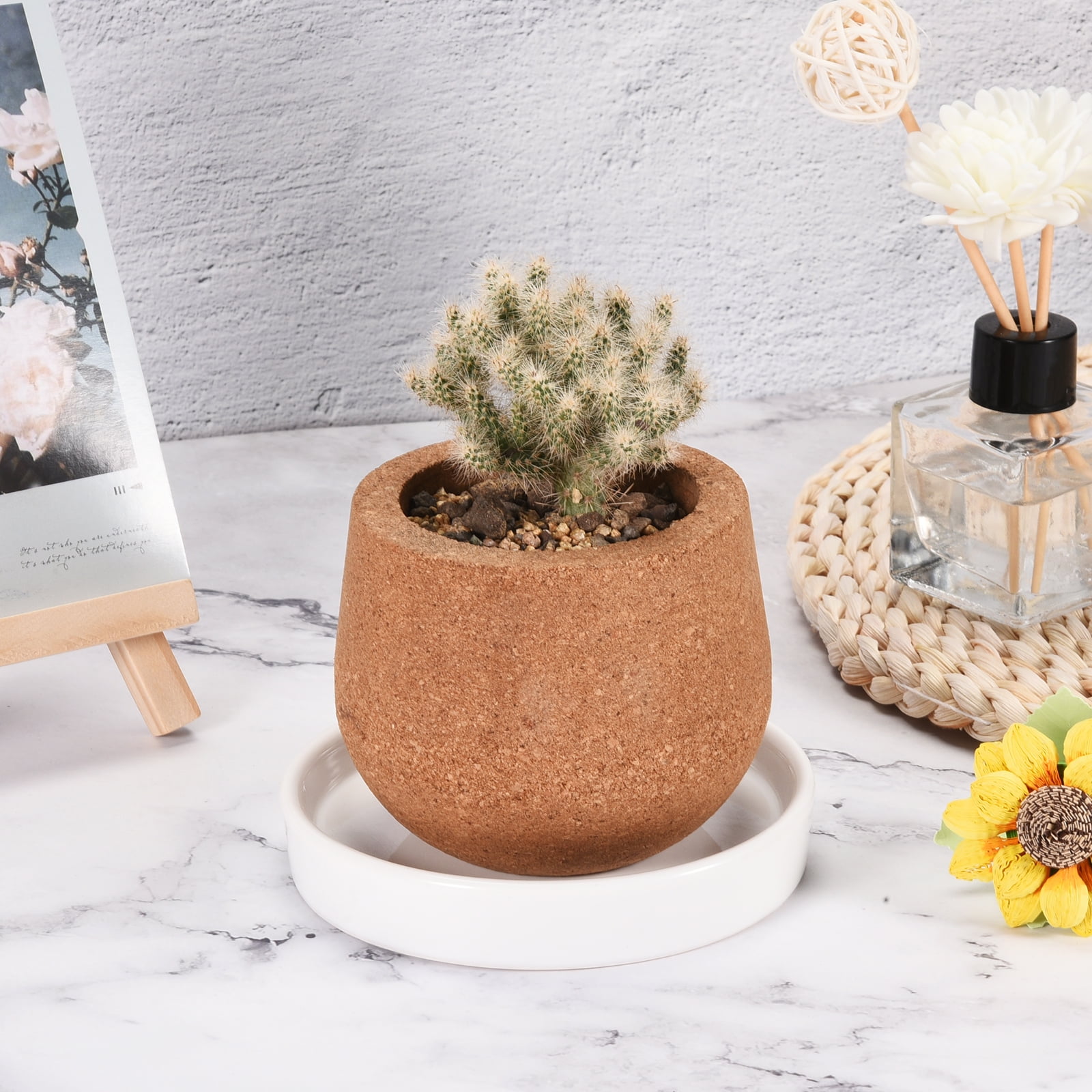 Unique Bargains Ceramic Round Plant Pot Saucer Drip Tray for Gardening 2pcs White 11.5cm