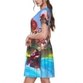 thumbnail image 4 of Lsque Mario Print Women's Casual Dress T-Shirt Summer Short Sleeve Scoop Neck Swing Dresses, 4 of 7