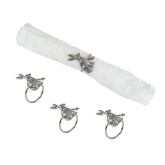 Easter Charcoal Bunny Rabbit Napkin Ring Set of 4