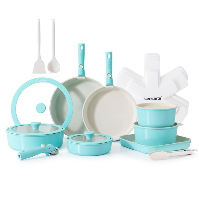 Juego de utensilios de cocina SENSARTE de 24 piezas, cerámica antiadherente, apto para inducción