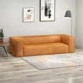 thumbnail image 4 of Aurora 94" Mid Century Modern Tight Back Genuine Leather Sofa Couch for Living Room Bedroom Apartment Dorm Office, Tan, 4 of 6