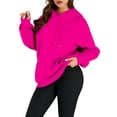 thumbnail image 2 of Sudaderas con Capucha Extragrandes para Mujer, Sudaderas de Forro , Suéteres de Moda para Otoño e Invierno Rojo Rosa 4XL, 2 of 9