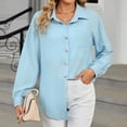 thumbnail image 2 of WEAIXIMIUNG T-Shirts Graphiques Amusants pour Femmes 2024 Mode Chemise à Boutons Manches Longues Blouses Décontractées Col Rabattu Tops, 2 of 9