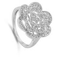 thumbnail image 4 of Clear Cubic Zirconia Rose Flower Ring .925 Sterling Silver Band White Jewelry Female Male Size 7, 4 of 4
