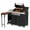 Black, variant on Outdoor Kitchen Grill with 4-Burner , Side Burner and Sink, 44,000 BTU Stainless Steel Propane Grill, Storage Cabinet, LPG/NG Convertible, Black