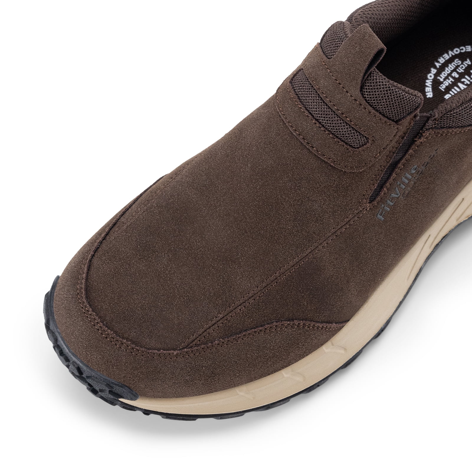 FitVille Extra Wide Mens Slip on Hiking Shoes Trekking Loafer with Arch Support