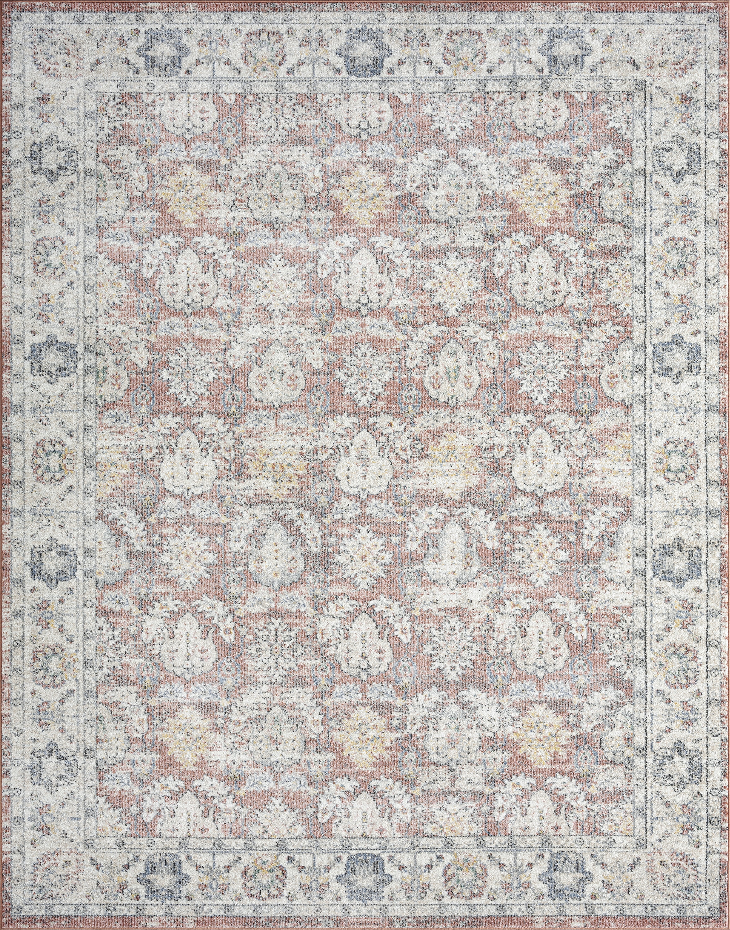 Addison Traditional 9' x 12' Rust and Cream Polypropylene Indoor Area Rug