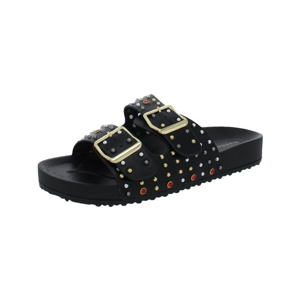 Steve Madden Womens Teddy S Rhinestones Studded Footbed Sandals