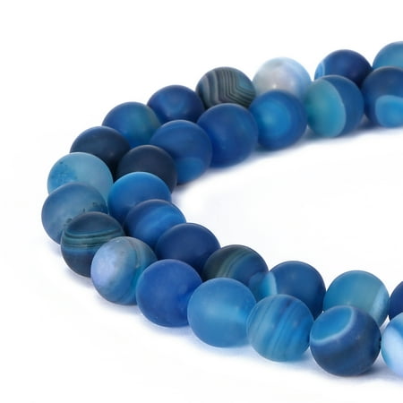 - BRCbeads Stripe Agate Natural Gemstone 8mm Matte Round Beads for Jewelry Making