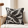 thumbnail image 2 of Unique Bargains Pack of 2 Leaf Pattern Chenille Throw Pillow Covers Black, 2 of 6