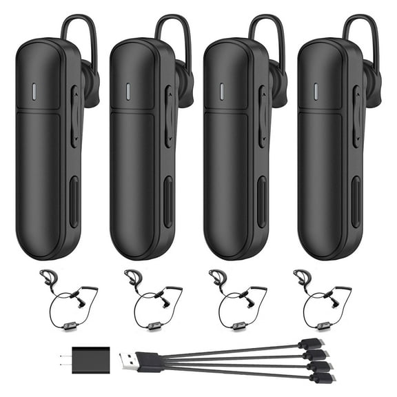 CBCBTWO GT-268 Earhook Walkie Talkie, With Earpiece,Portable Mini Two Way Radio,Small Walkie Talkies,for Restaurants Supermarket Hospital,4 Pack