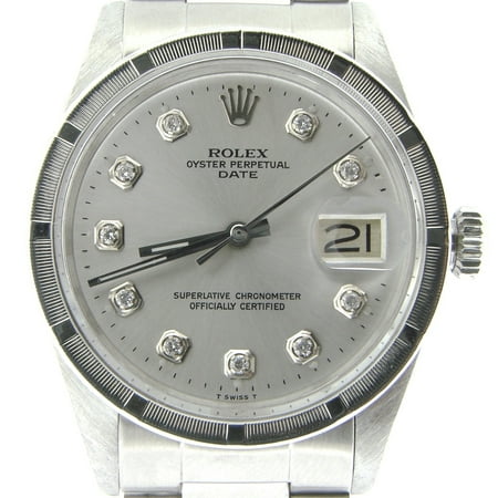 Pre-Owned Mens Rolex Stainless Steel Date Silver Diamond 1501 (SKU