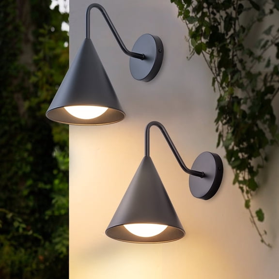 Dark Sky Mate Black Outdoor Led Wall Sconces Set of 2,with Goose Neck 6W 3000K Warm white