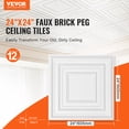 thumbnail image 2 of VEVOR Ceiling Tiles 12-Pack 24 x 24 in PVC Easy Installation White Peg Pattern, 2 of 9