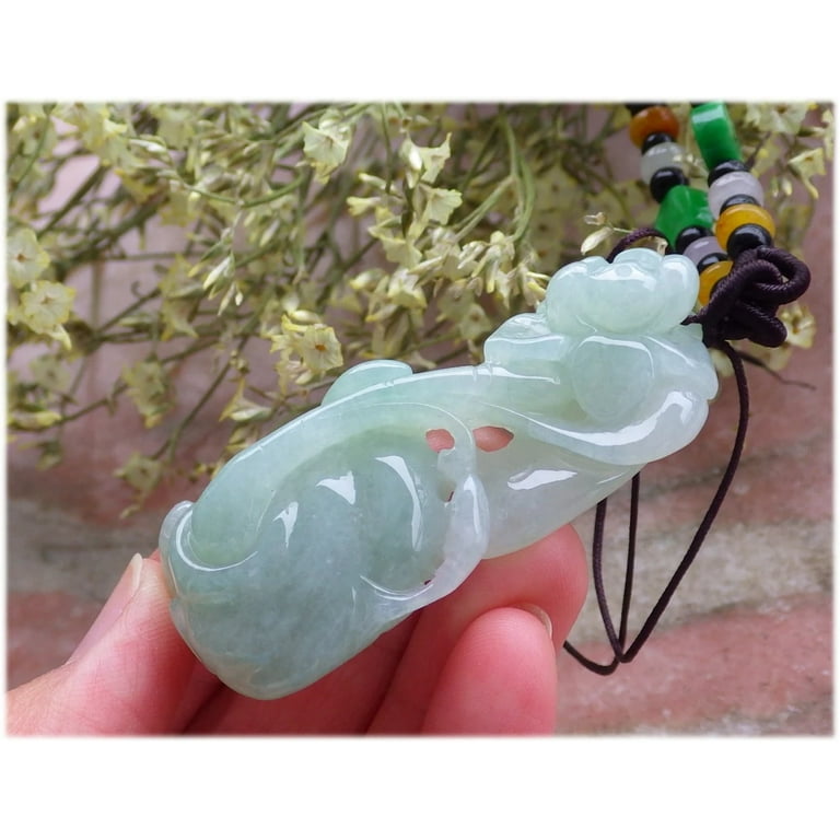 Certified Hand Carved deals Natural Green Lavender Myanmar Burma A Jade jadeite Dragon Pi Xiu Pendant Necklace