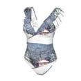 thumbnail image 2 of Picia Watercolor Winter Landscape For Christmas Blooming Jelly Womens Tummy Control Bathing Suits Slimming Ruffle Swimsuit One Piece Lace Swimwear-, 2 of 8