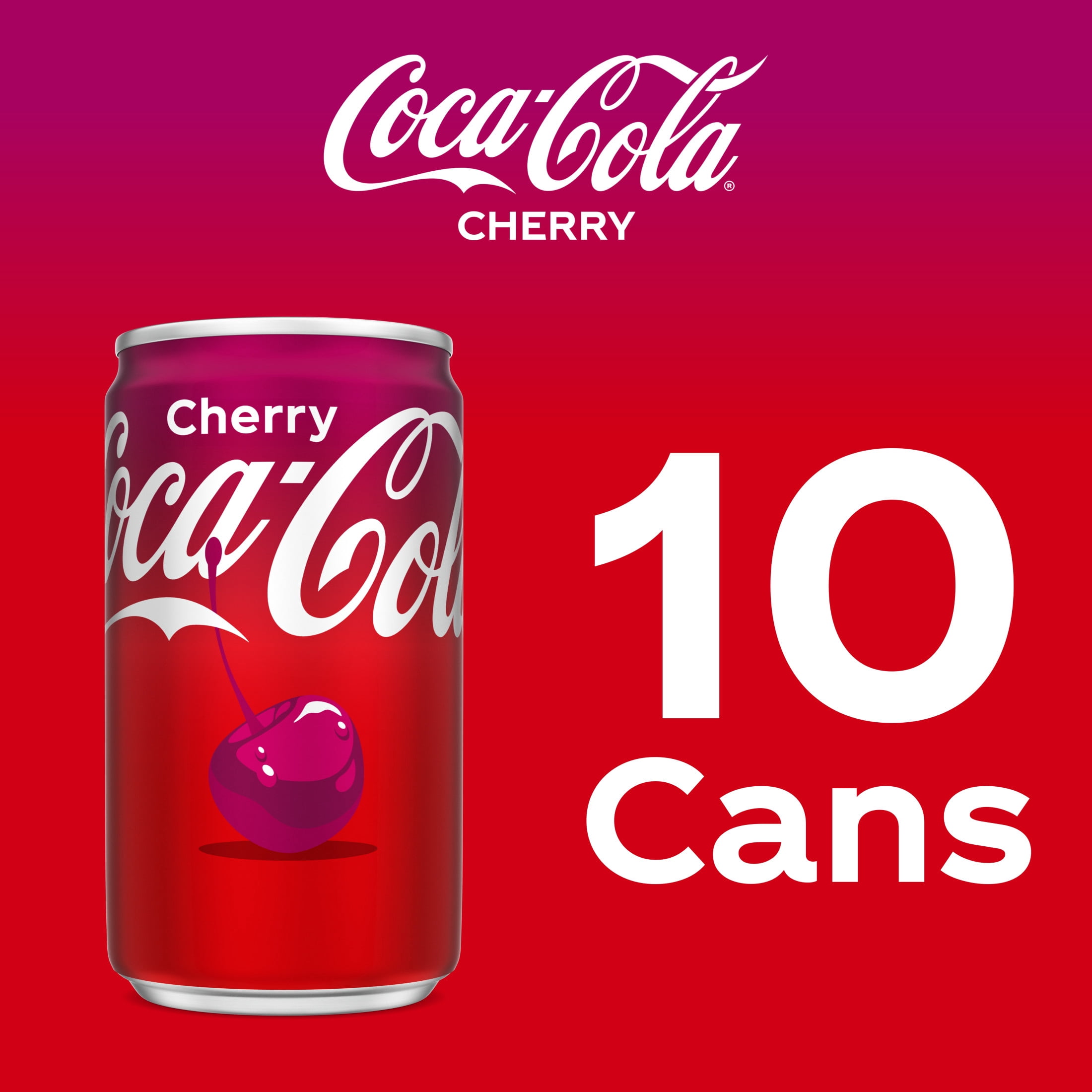 Coca-Cola Cherry Soda Pop Fridge Pack Mini Cans, 7.5 fl oz, 10 Pack
