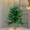 thumbnail image 4 of Danhjin Decorative Trees Tabletop Christmas Tree Mini Green Christmas Tree With Flocked Snow Frost and Wooden Stand for Porch Coffee Table Centrepiece Home Office Holiday Decoration, 4 of 6