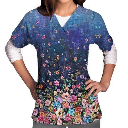 

Fragarn V-Neck Womens Scrubs Top Workwear Originals with Rib-Knit Back Panels