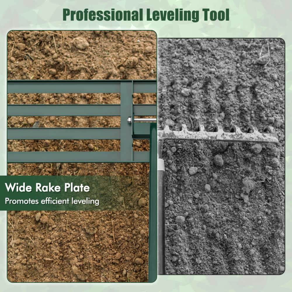 Demifill 46 x 10 Inch Lawn Leveling Rake for Outdoor as Patio, Garden, Backyard, Heavy Duty Lawn Level Tool for Soil, Green