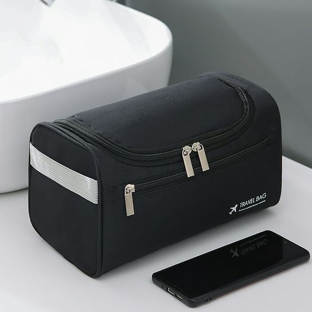 Fiudx Neceser de Viaje, Espacioso Organizador de Artículos de Tocador de Cuero Sintético, Práctico Estuche de Almacenamiento Portátil, Elegante Estuche de Maquillaje con Cierre de Cremallera, Ideal p