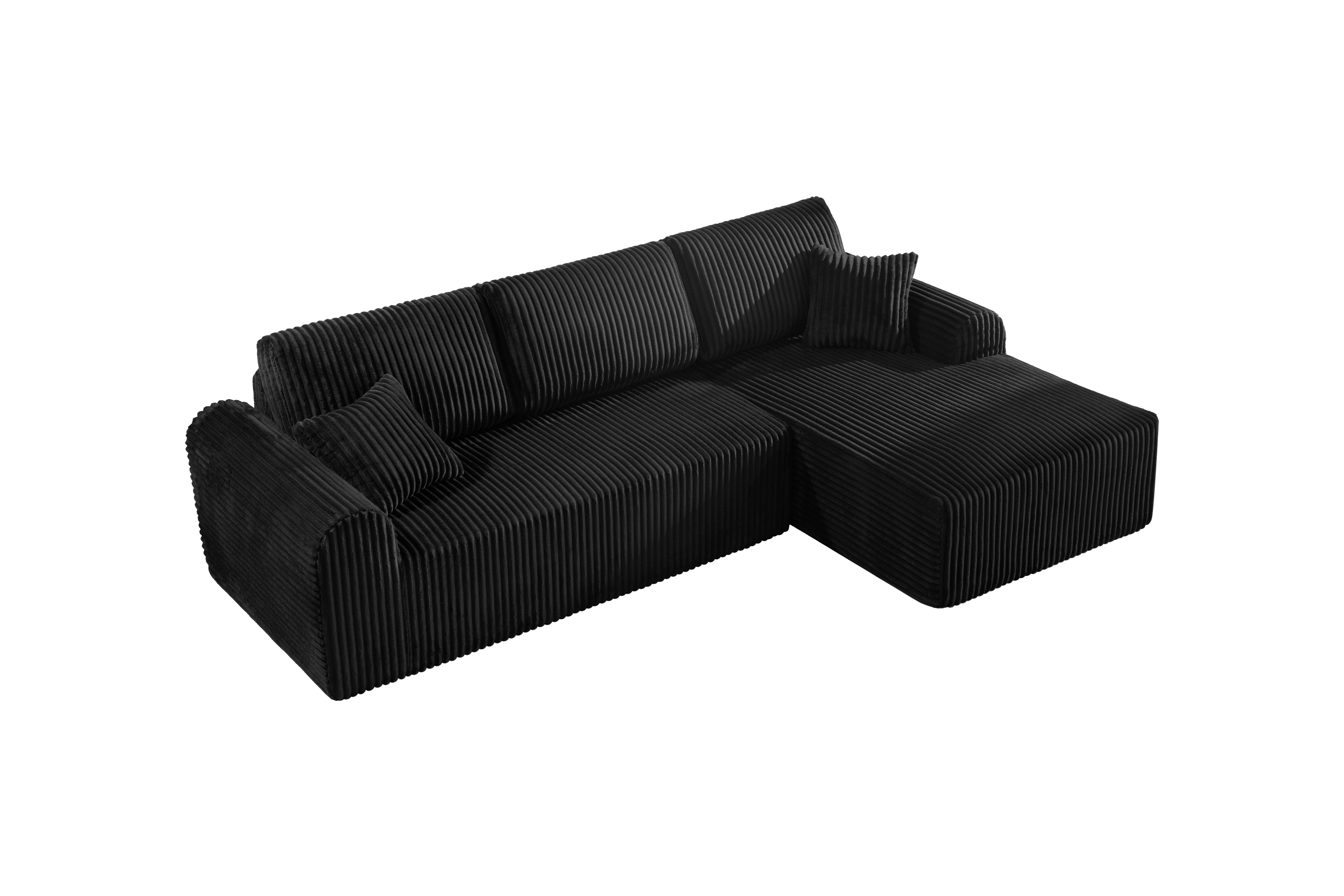Shikeyi 109" Cloud Modular Sectional Sofa Couch with L-Shape Chaise,Modern Minimalist Upholstered Boneless Couches for Living Room Bedroom, Black