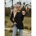 thumbnail image 3 of Chiclily Womens Long Sleeve Shirts Lightweight Pullover Sweaters Black Small Crew Neck Tunics Tops, 3 of 6