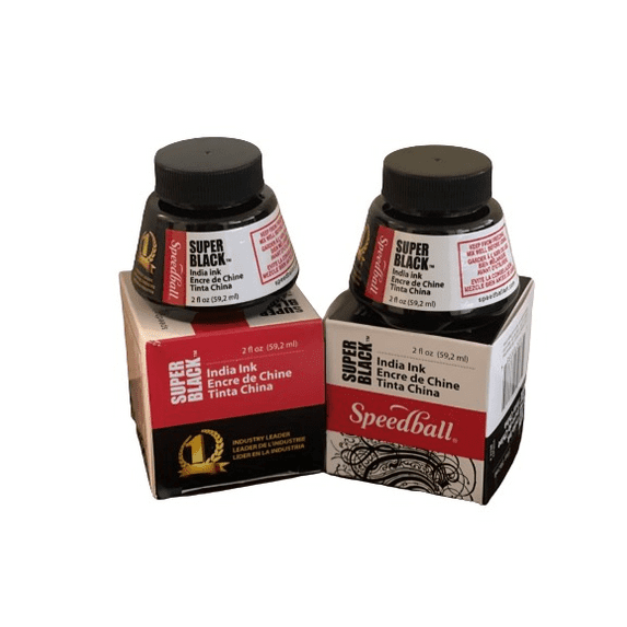 Speedball Super Black India Waterproof Ink, 2 oz. Bottle, 2 Pack