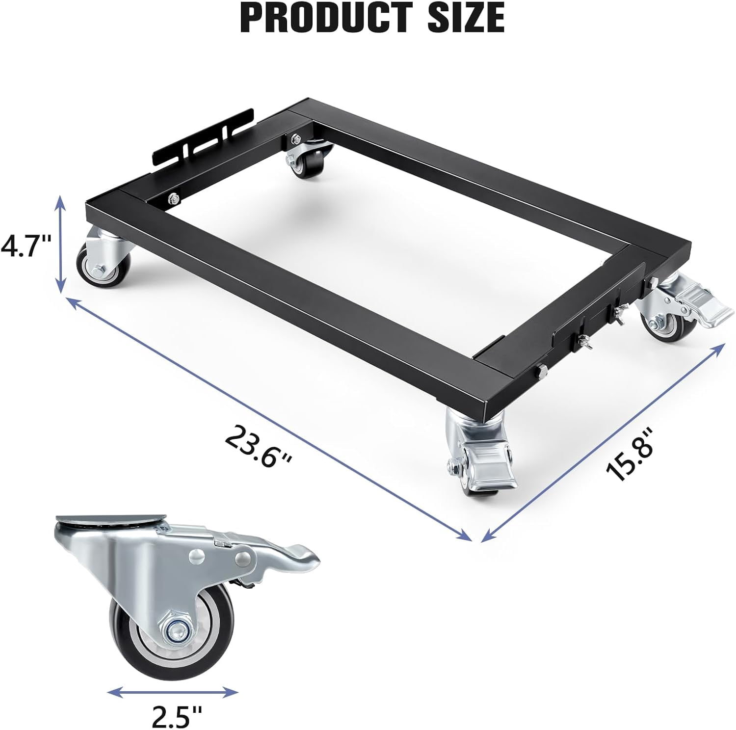 Furniture Dolly 1800LBS, Heavy Duty Dolly with Reinforced Steel Frame, Furniture Dolly 4 Wheels with Brake, All Terrain & Anti-Slip Baffles for Home Moving, Garage, Warehouse, 24 x 16 in