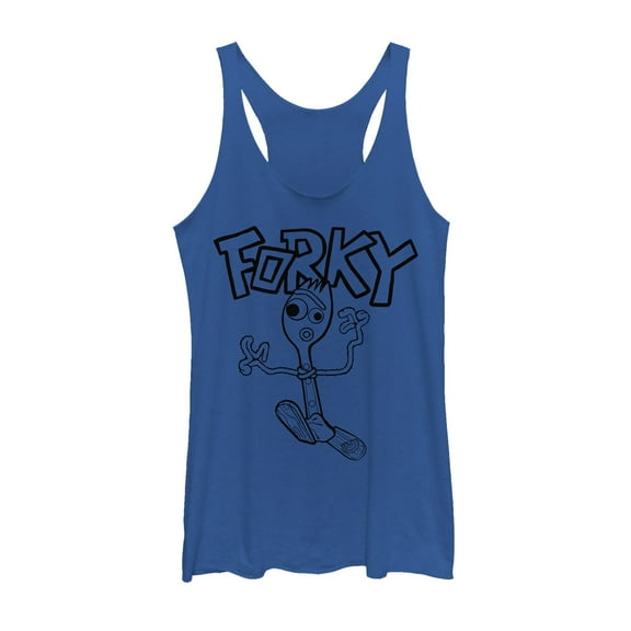 Women's Toy Story Running Forky Racerback Tank Top Royal Blue Heather Small