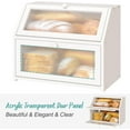 thumbnail image 2 of White Bread Box for Kitchen Counter, Large Bamboo Wood Double Layer Bread Box, Wooden Bread Storage Capacity, 2 of 17