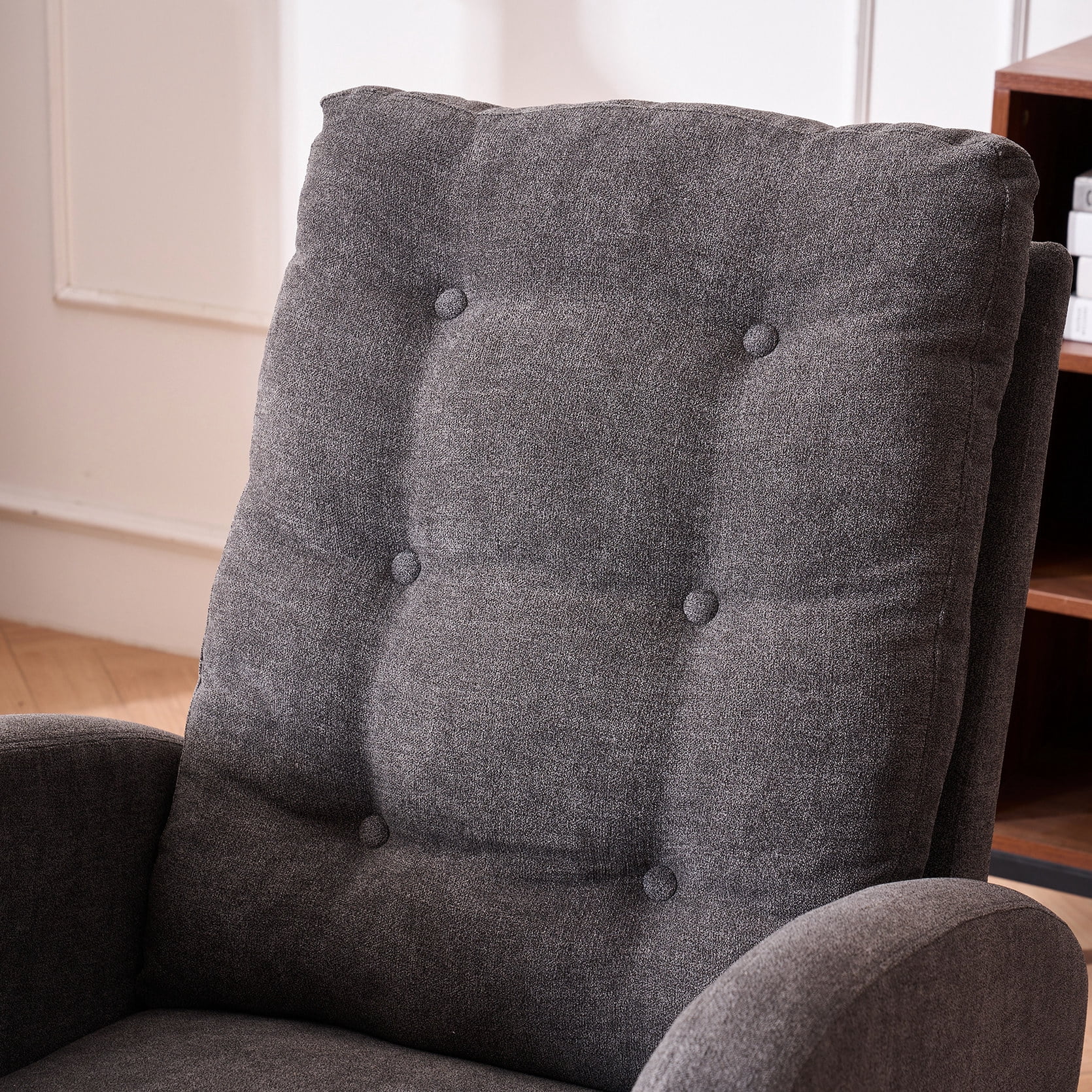 Gray Rocking Chair with Ergonomic Armrest / Offer Strong Support in Nursery