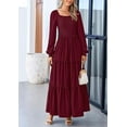 thumbnail image 6 of PRETTYGARDEN Women's Smocked Spring Maxi Dress Casual Fall Long Sleeve Square Neck Tiered A Line Flowy Dresses with Pockets, 6 of 10