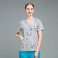 thumbnail image 1 of Ropa quirúrgica estampada, traje dividido de manga corta, ropa de mano para cepillo de médico, ropa de trabajo de verano de algodón fino para quirófano quirúrgico, 1 of 5